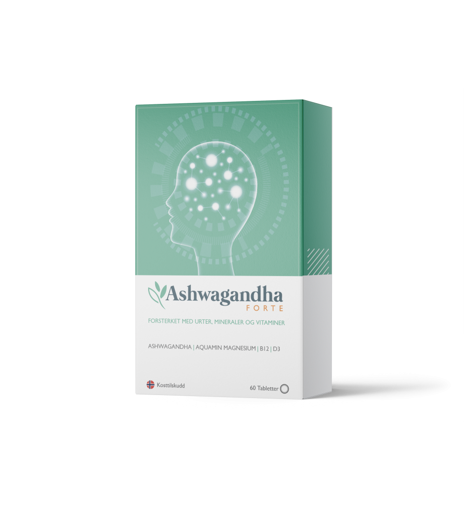 Ashwagandha Forte tilskudd med Ashwagandha, Magnesium, Vitamin D og Vitamin B12